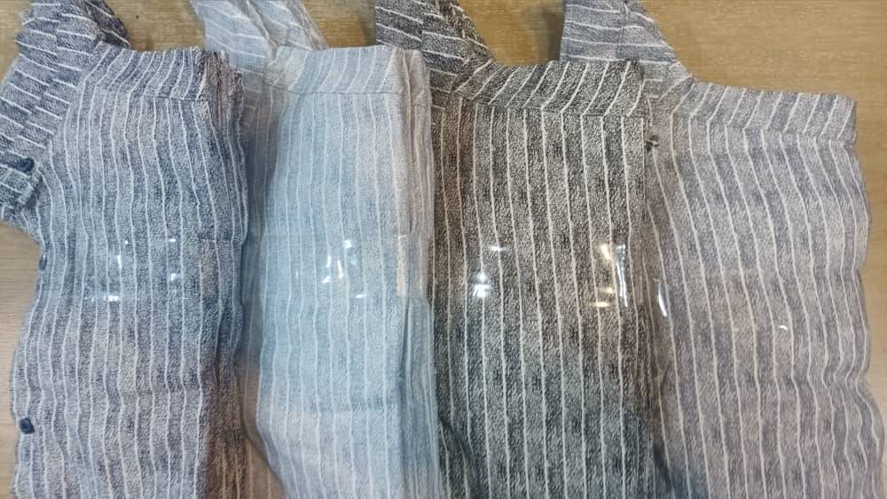 پیراهن کنفی اندامی طرح دار